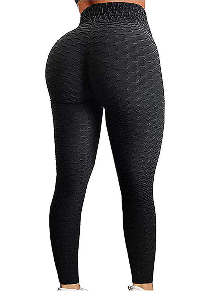 High Waist Yoga Leggings – Push-Up Jacquard Fitness Pants for Women
