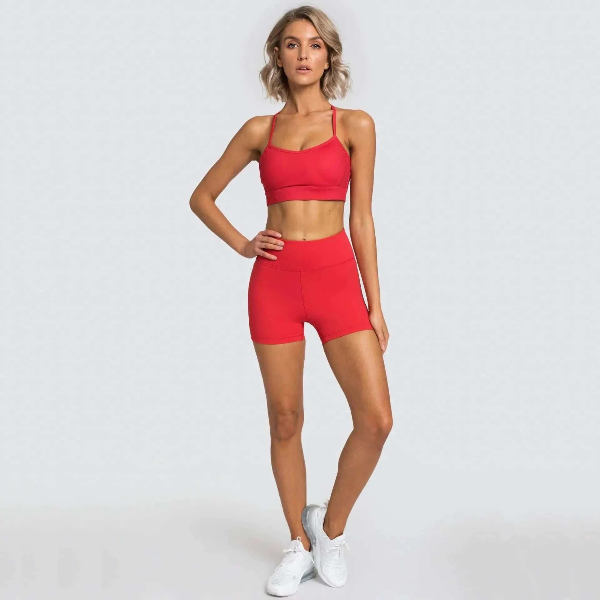 Women's Short Set  Solid Color Fitness