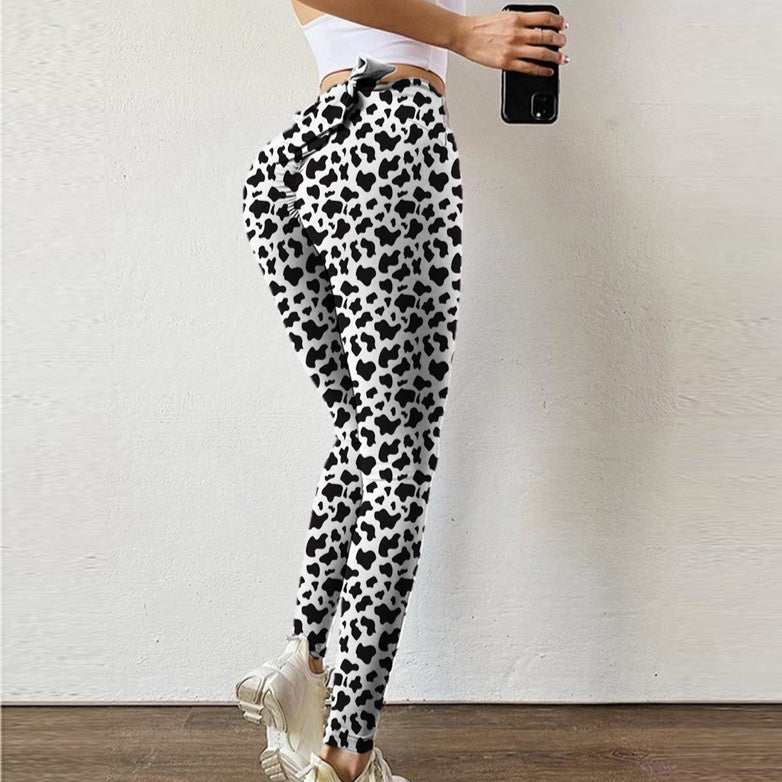 Cows Pattern Yoga Pants – Stretchy Workout Leggings for Women
