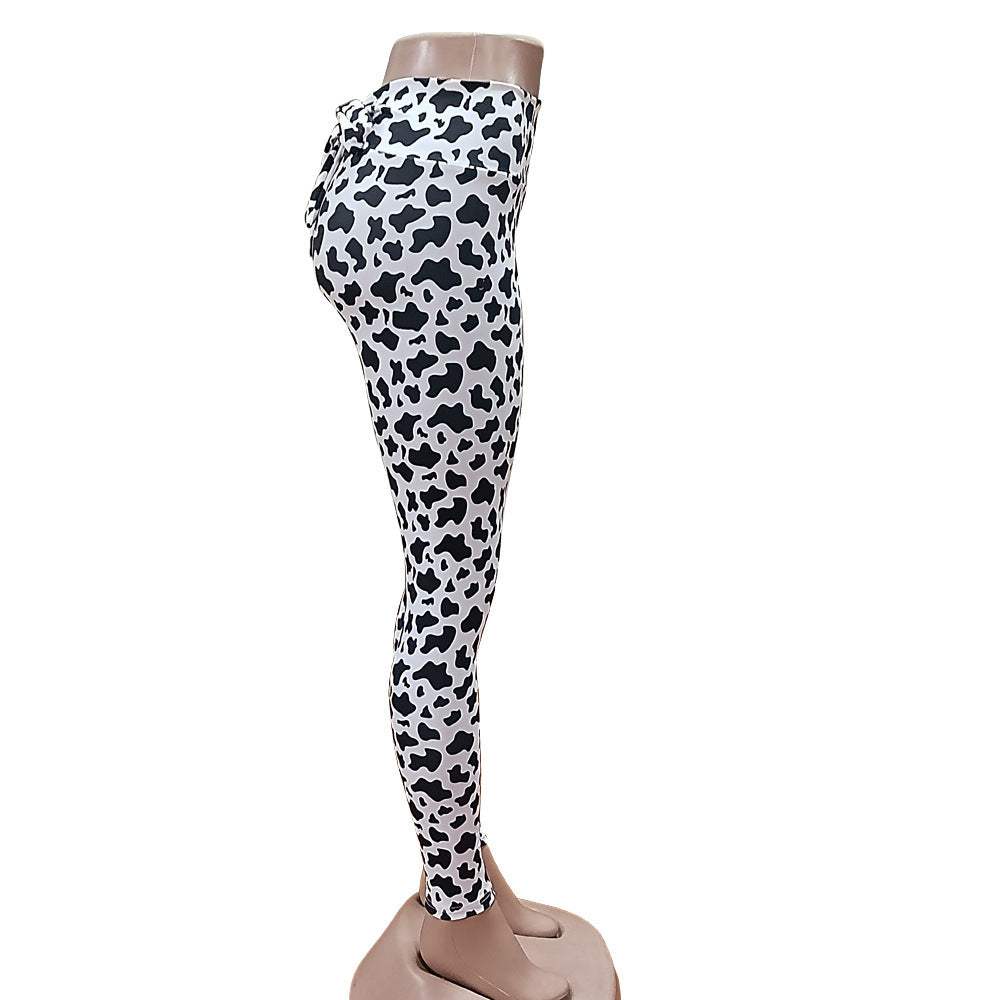 Cows Pattern Yoga Pants – Stretchy Workout Leggings for Women