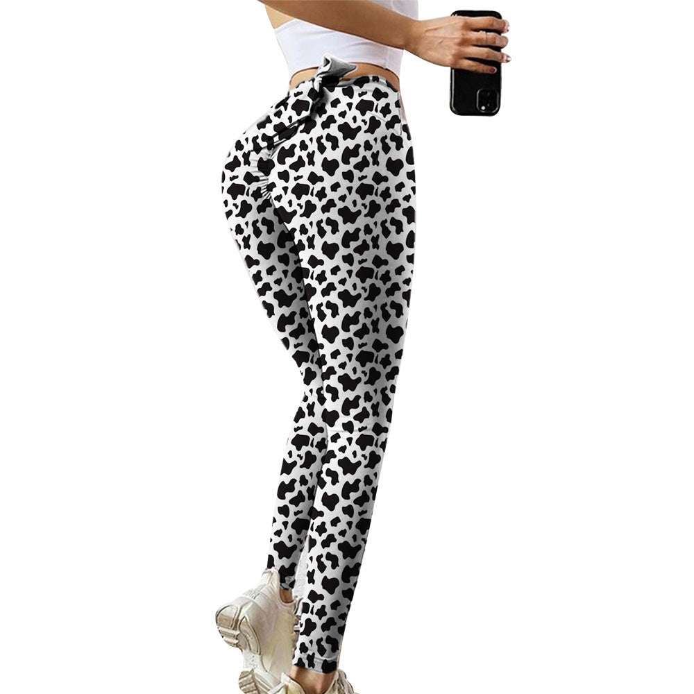 Cows Pattern Yoga Pants – Stretchy Workout Leggings for Women