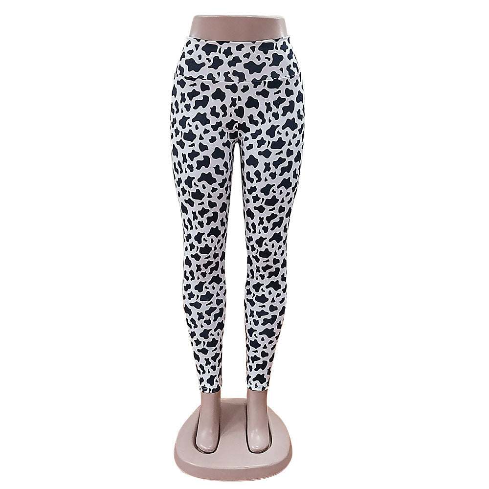 Cows Pattern Yoga Pants – Stretchy Workout Leggings for Women