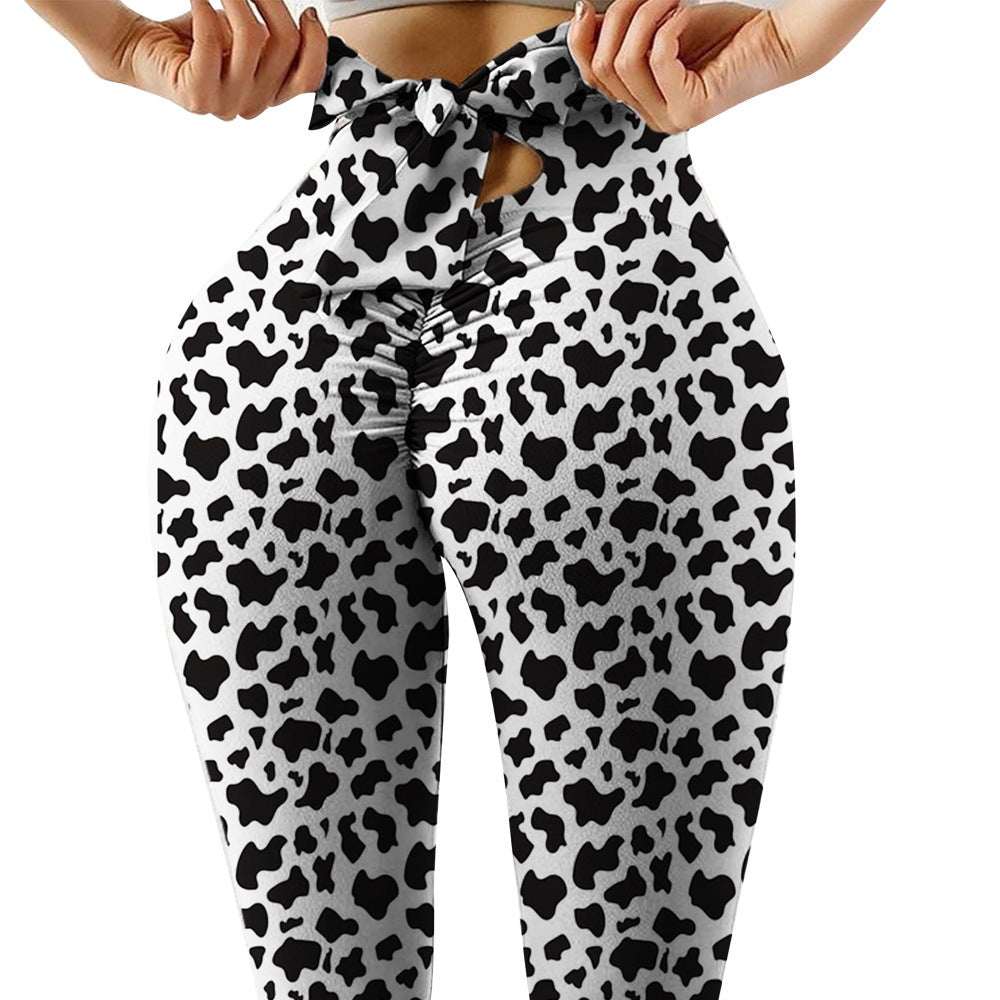 Cows Pattern Yoga Pants – Stretchy Workout Leggings for Women