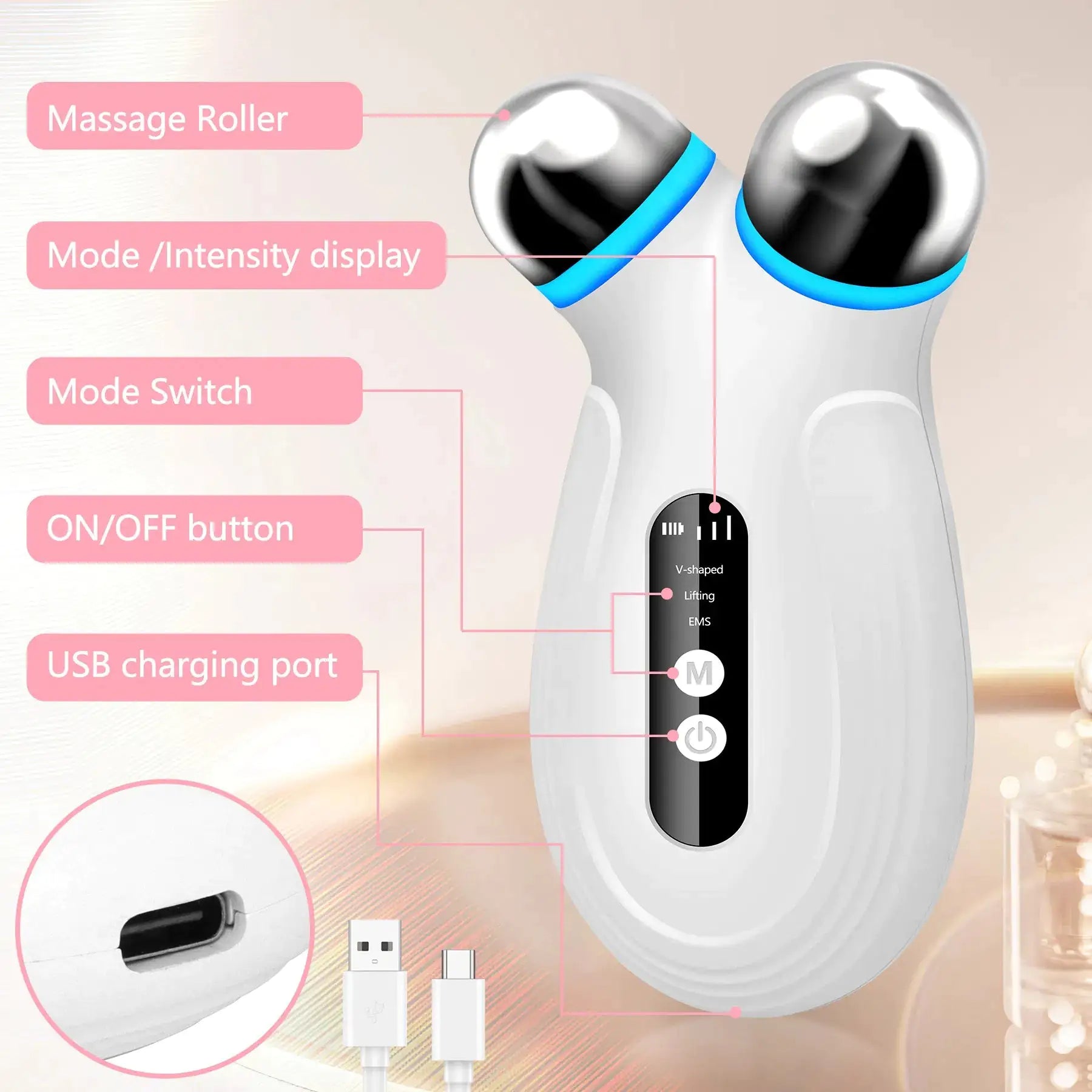 Anti Aging And Anti-Wrinkles Microcurrent Facial Device.  Boost Skin Absorption