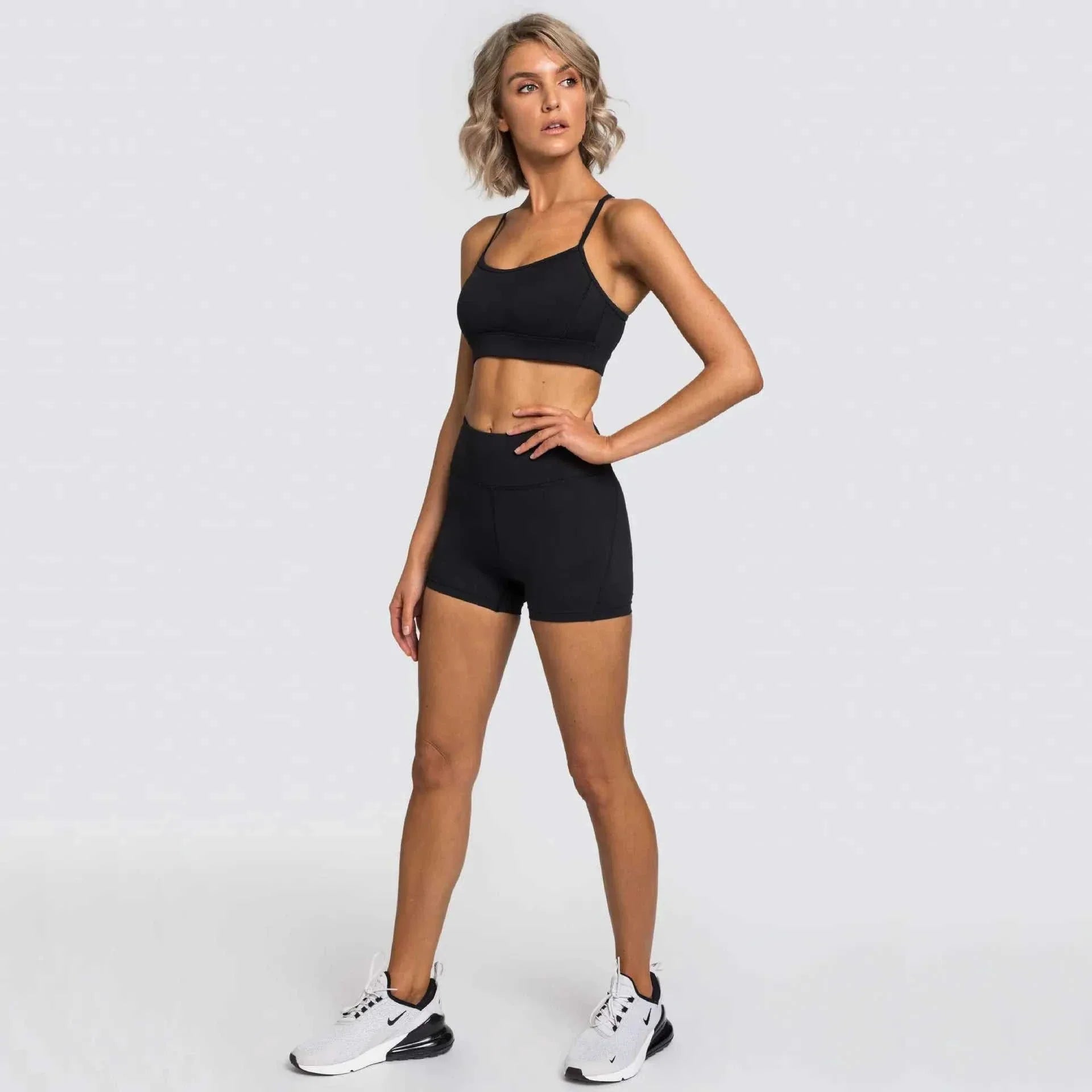 Women's Short Set  Solid Color Fitness