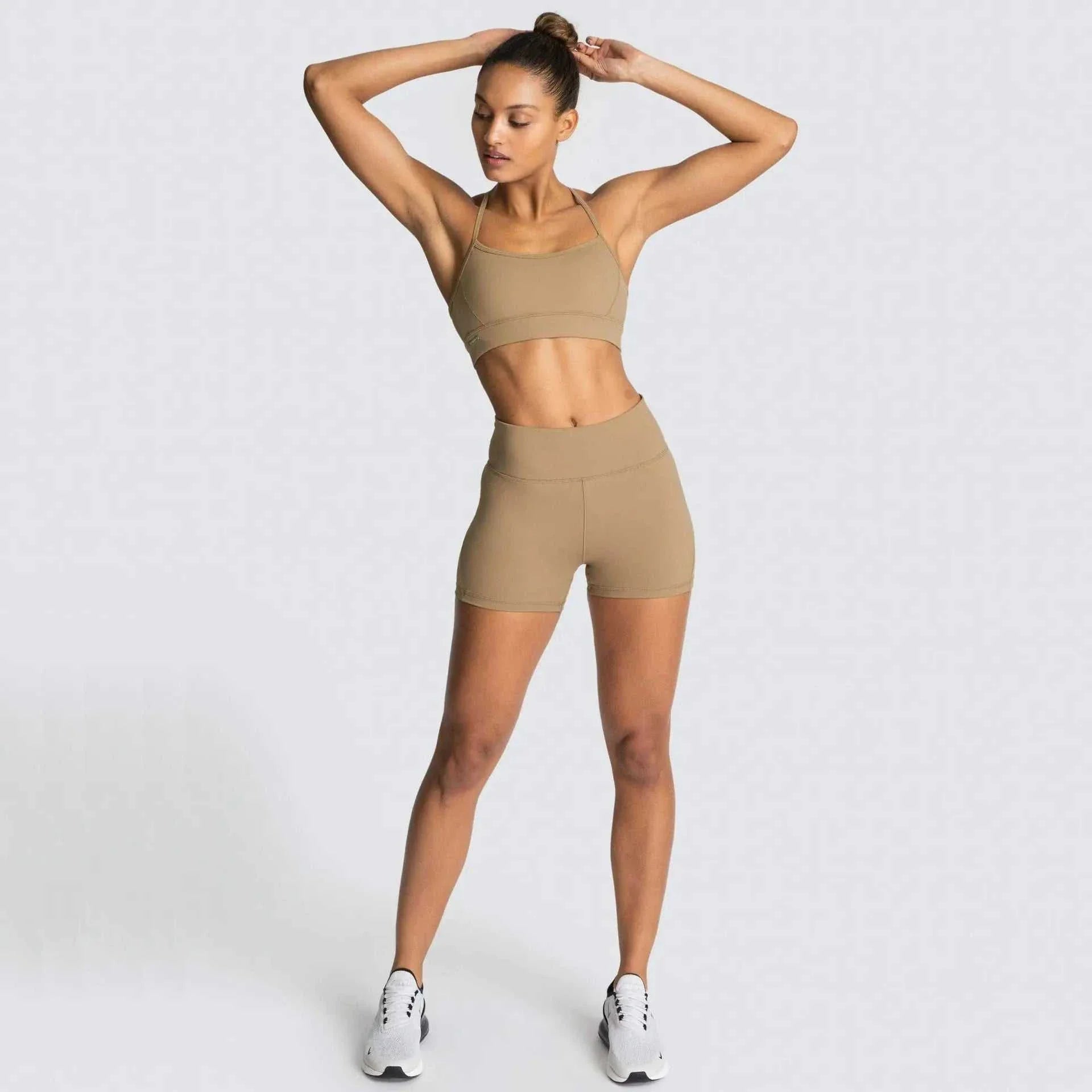 Women's Short Set  Solid Color Fitness